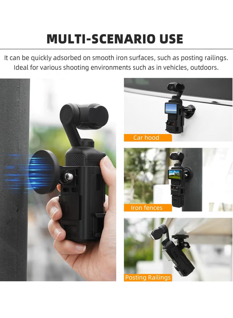 Magnetic Camera Mount Stand Base for DJI OSMO Pocket 3 Adjustable Desktop Stable Bracket Non-Slip Holder for Pocket 3 (Black)