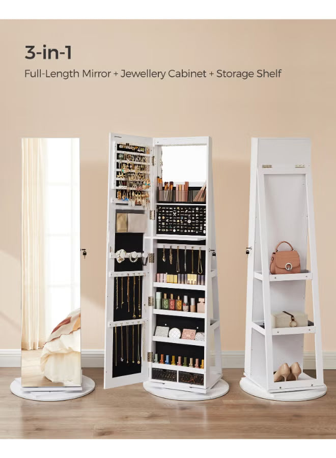 SONGMICS 6 LEDs Mirror Jewellery Cabinet, 360°
