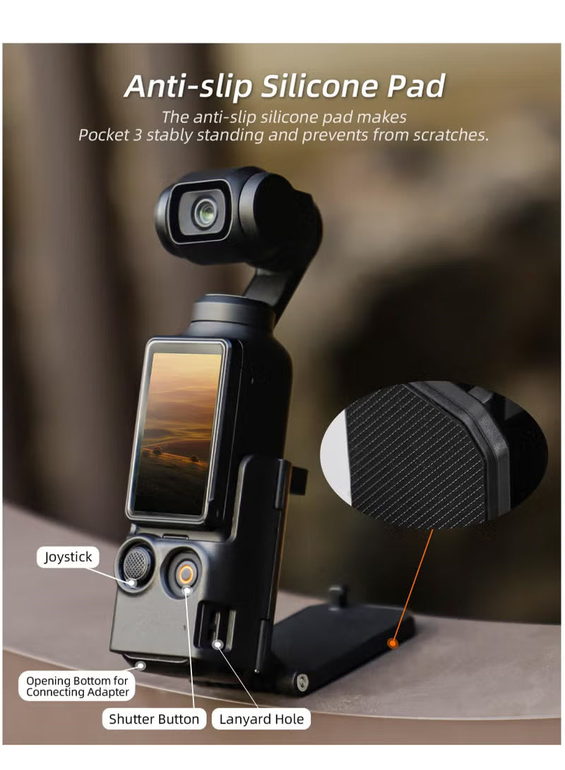 Magnetic Camera Mount Stand Base for Pocket 3 Camera Adjustable Desktop Stable Bracket Non-Slip Holder Compatible with Pocket3 Accessories