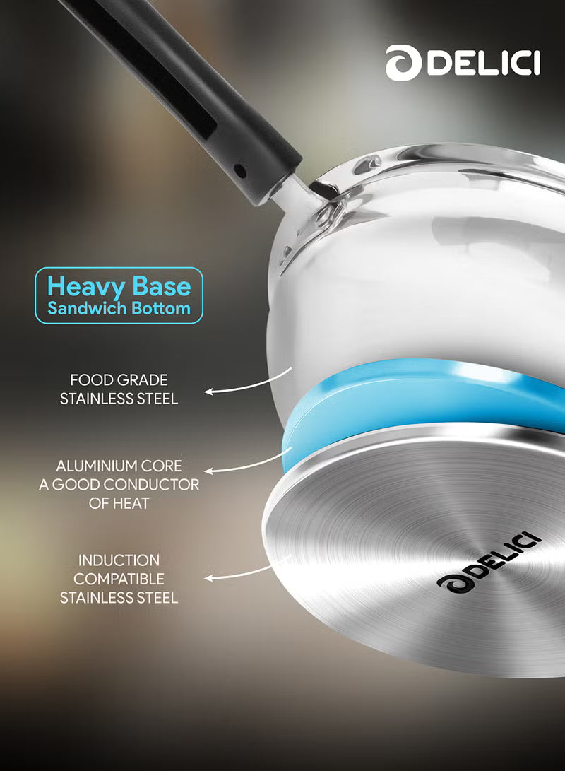 Delici Stainless Steel Cookware Set 5 PCS, 304 Grade SS Pots & Pans