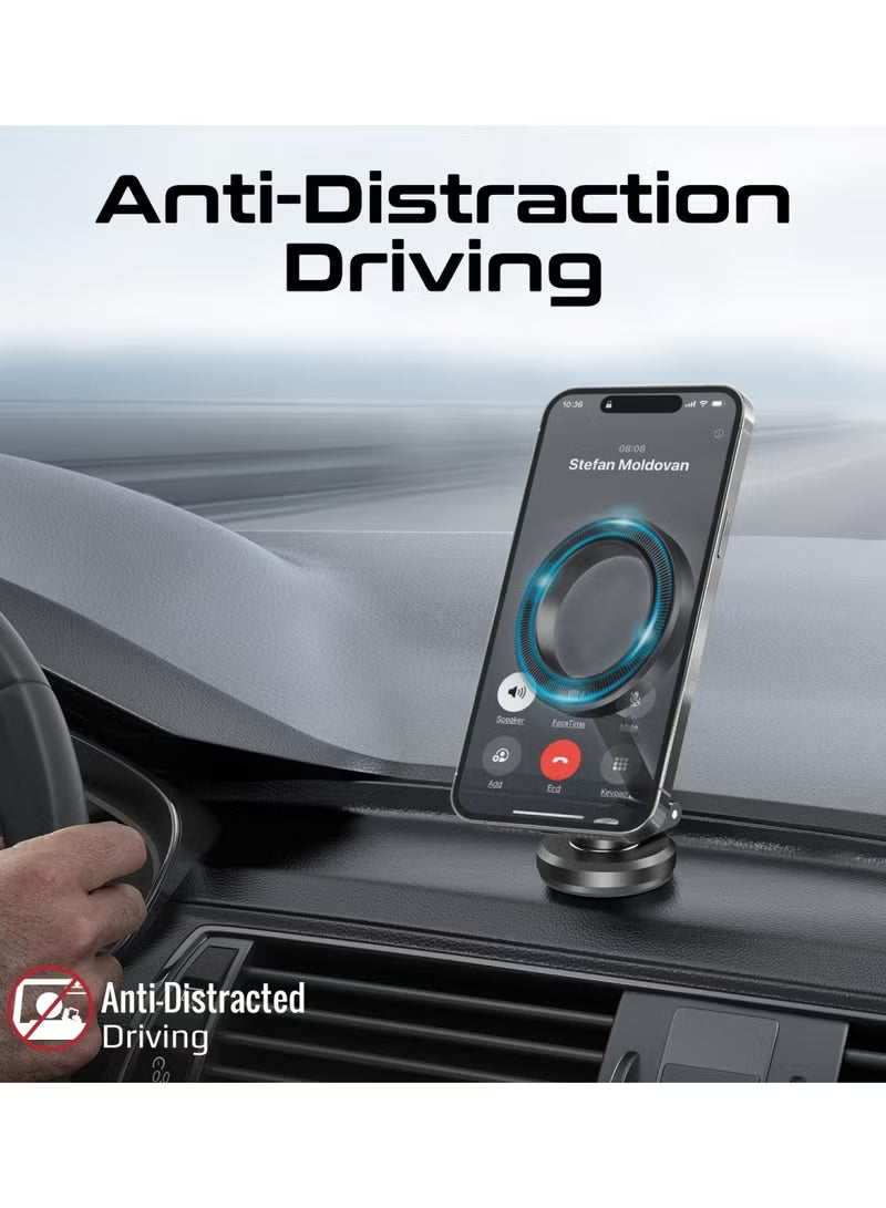 MagSafe Car Phone Holder, Compact 360° Rotatable Dashboard Car Phone Stand With Anti-Slip Grip, Magnetic, Cradleless Design, Foldable Arm And N52 Magnet For iPhone 17/17 Pro Max