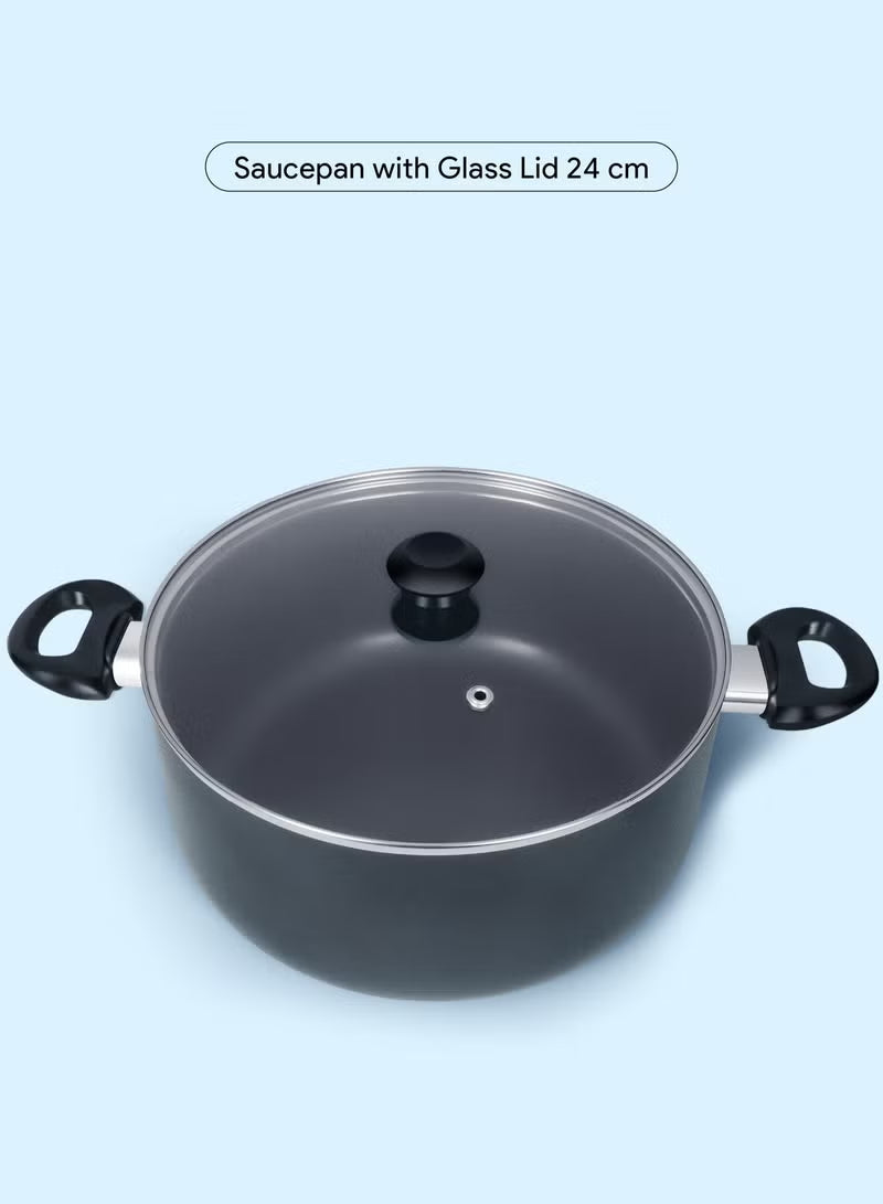8 Pcs Nonstick Cookware Set with 10X Tougher Coating, Quick Heat Distribution