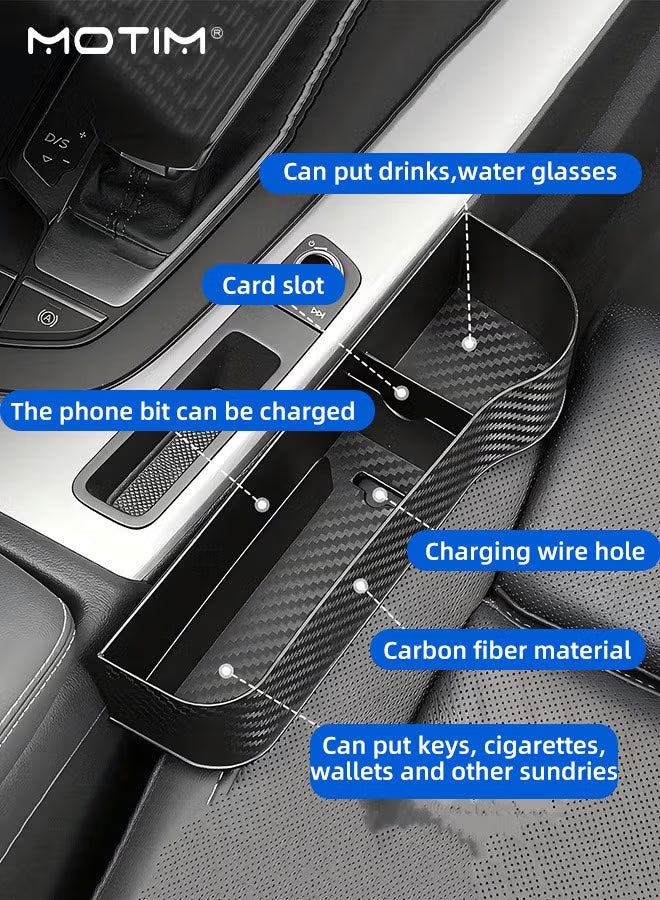 2 Pieces Car Seat Gap Filler Organizer, Multifunctional Car Console Side Storage Box Car Seat Organizer for Holding Cup, Phone, Keys, Wallet, Sunglasses