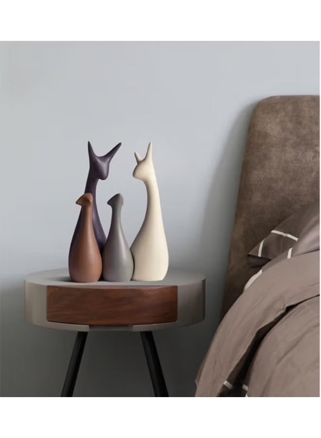 Ceramic Modern Art 4 Pcs Deer Statue Decorations for Home, Office, Living Room, Bedroom