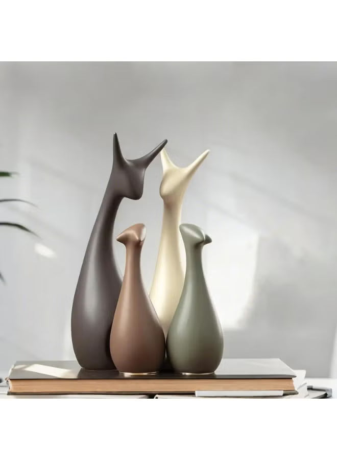 Ceramic Modern Art 4 Pcs Deer Statue Decorations for Home, Office, Living Room, Bedroom