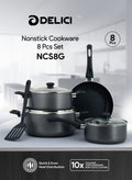8 Pcs Nonstick Cookware Set (NCS8G) | 10X Tougher Non-Stick