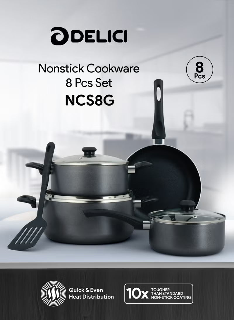 8 Pcs Nonstick Cookware Set (NCS8G) | 10X Tougher Non-Stick