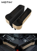 Car Seat Gap Filler Organizer 2 Pack, Leather Front Seat Console Side Storage Box, Car Interior Storage Box Seat Organizer for Cell Phones, Keys, Coins, Cards, Wallets, Sunglasses & Drink Bottles