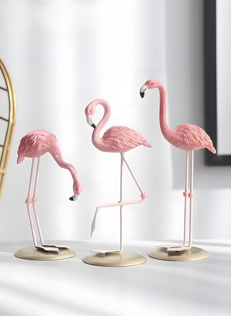 3-Piece Flamingo Desk Ornaments For Wedding Home Living Room Bedroom Decor