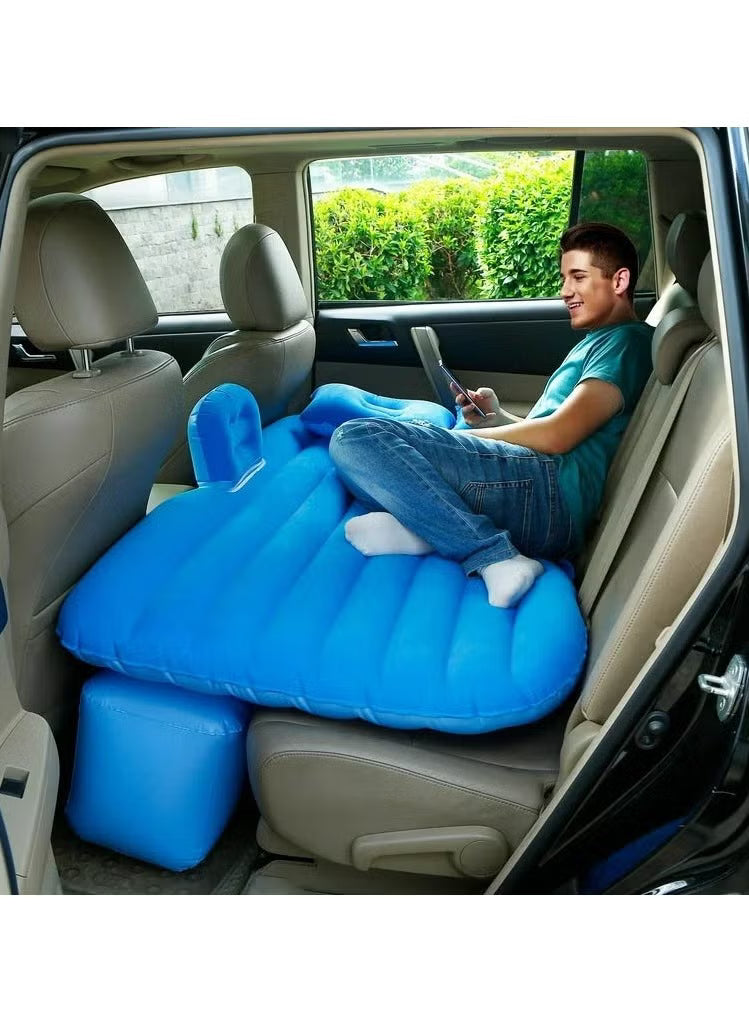 Multi Purpose Inflatable Car Air Bed Mattress for SUV MPV and Car Portable Travel Sleeping Bed with Pump Durable & Comfortable for Camping Road Trips and Outdoor Adventures Blue