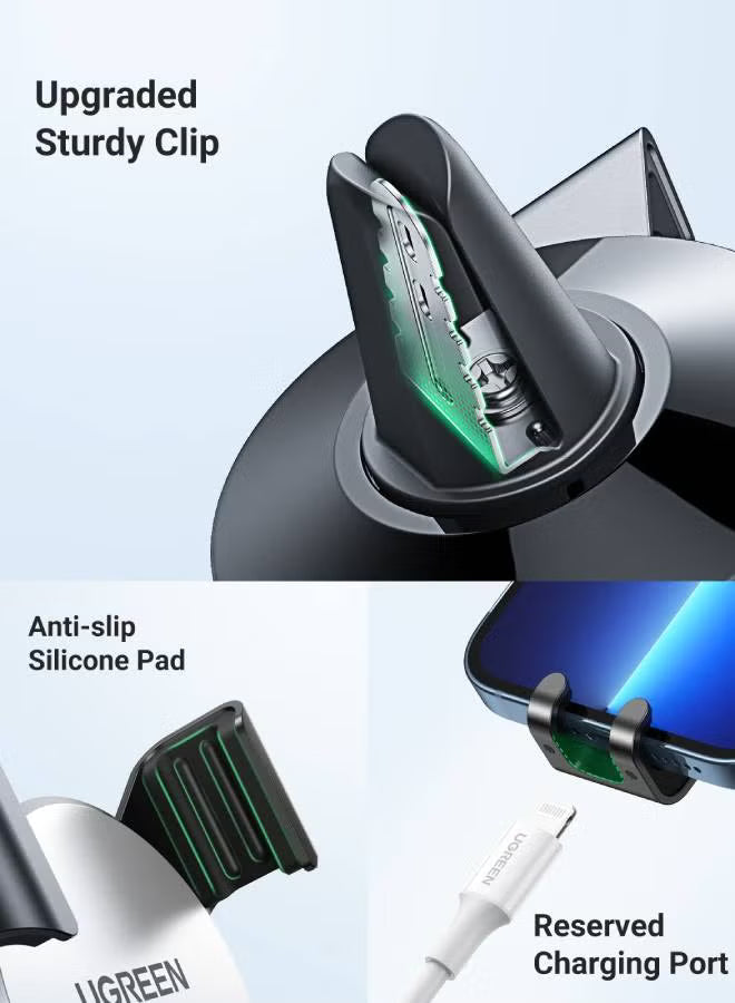 Car Phone Holder, Mobile Holder For the Car Air Vent Phone Stand Car Auto Lock Gravity Mobile Phone Mount Ac Vent Car Mount Compatible With iPhone 16/15/14 Series, Galaxy S24/S23 Z Flip 5 4, Xiaomi Grey