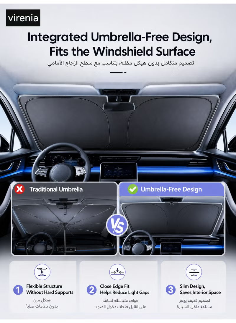 Foldable Car Windshield Sunshade with Storage Pouch