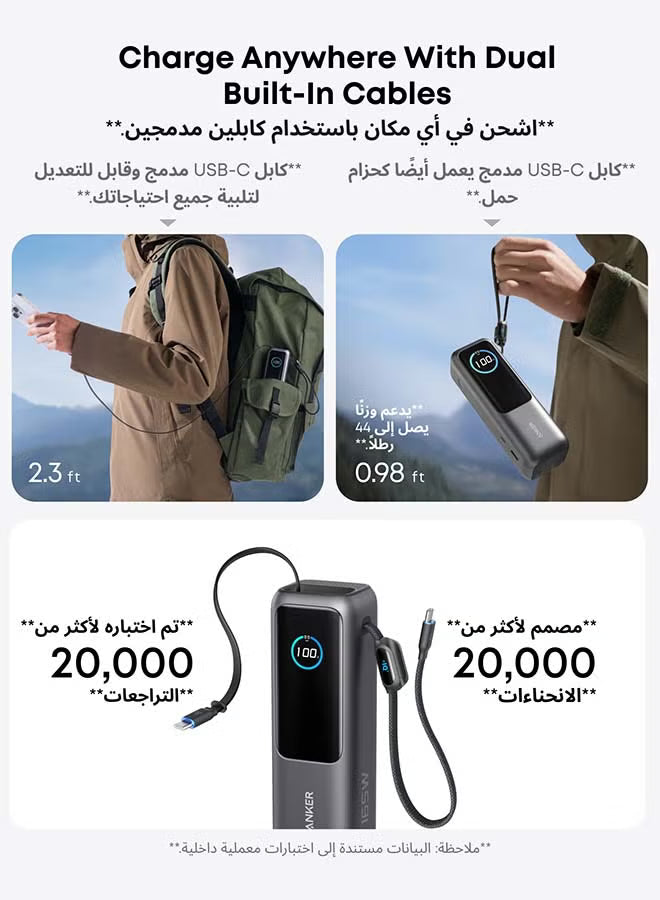 25000 mAh 25,000mAh Power Bank, 25,000mAh 165W Ultra-Fast Portable Charger for Dual Laptops, Fast Charging Battery Pack with Built