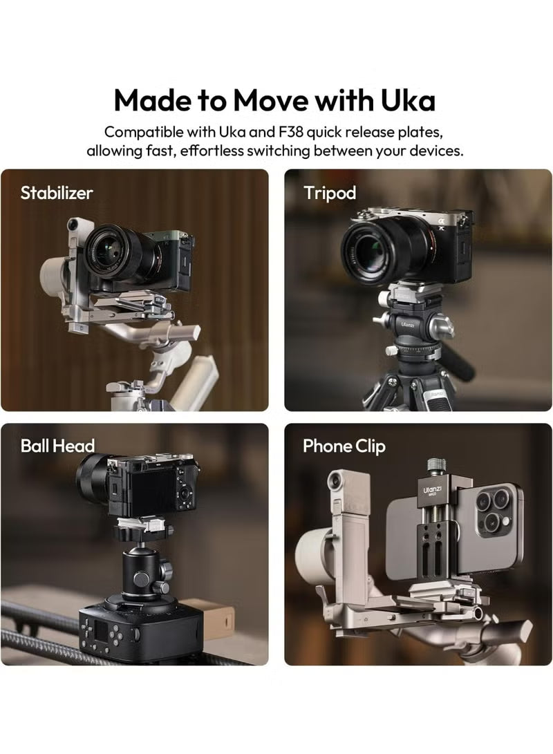 ULANZI C061 Camera Quick Release Plate, Quick Release Plate, for DJI RS2/3/3 Pro/4/4 Pro/RS 4 Mini Stabilisers, Cimbal Stabiliser Accessories, Maximum Load Capacity 6 kg