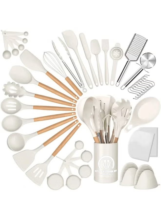 Kitchen Silicone 44 PCS Cooking Utensils Set, Kitchen Food-grade Non-Stick