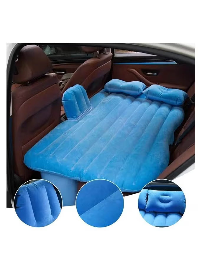 Multi Purpose Inflatable Car Air Bed Mattress for SUV MPV and Car Portable Travel Sleeping Bed with Pump Durable & Comfortable for Camping Road Trips and Outdoor Adventures Blue