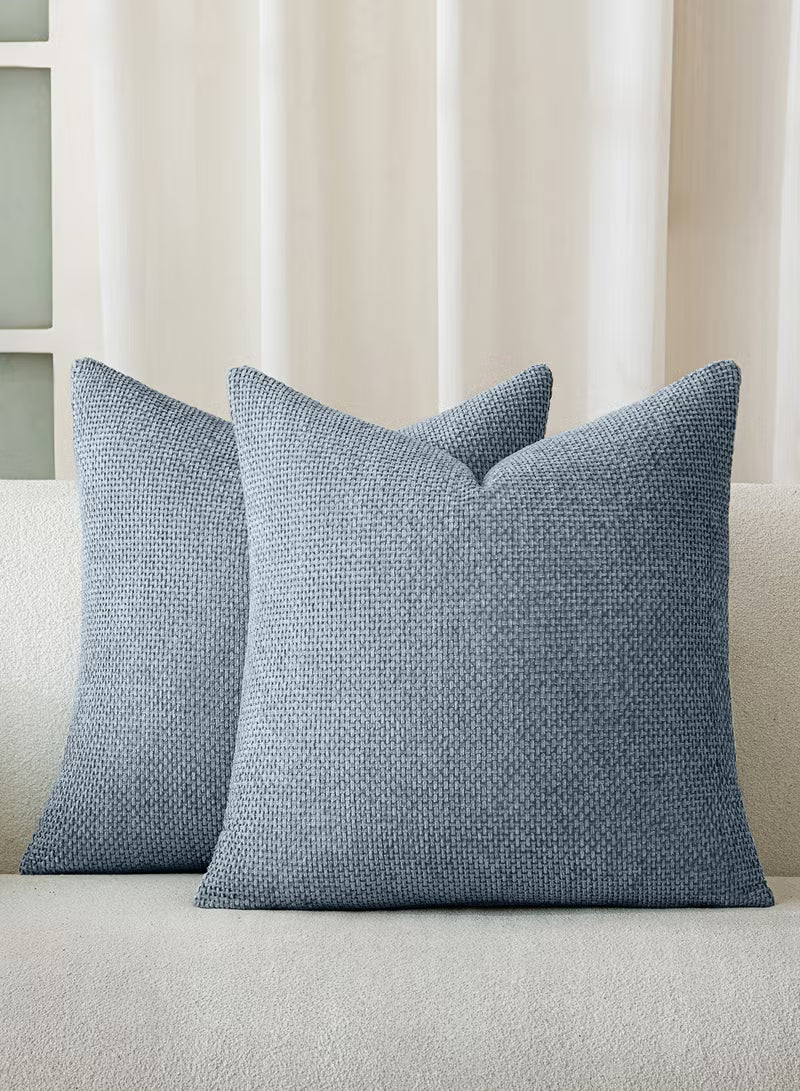 Blue Chenille Cushion Cover Throw Pillow