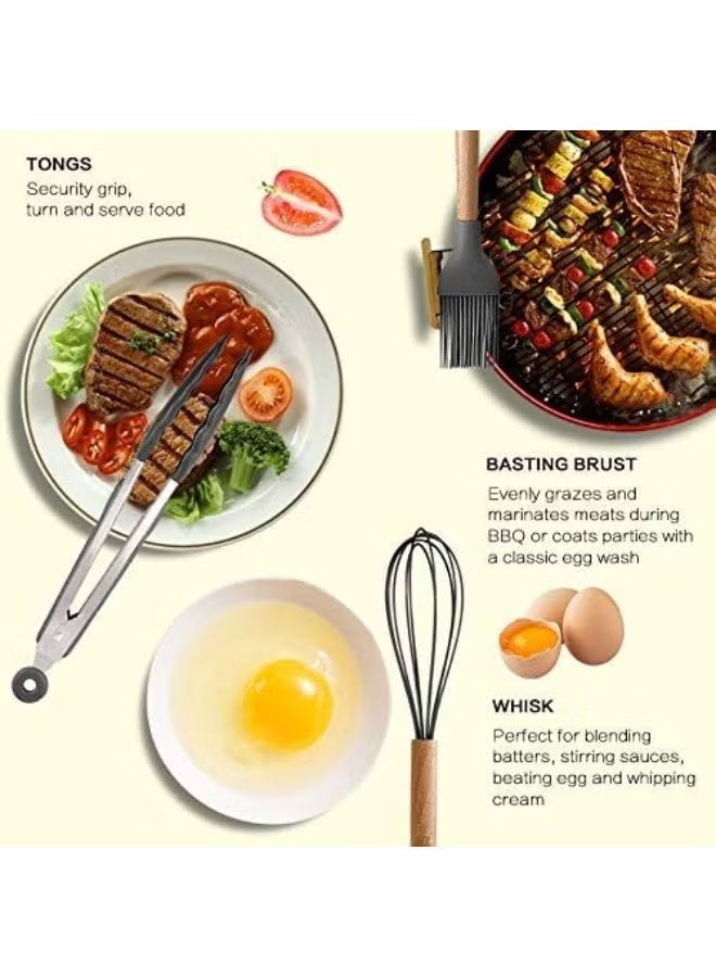 14 Pcs Silicone Cooking Utensils Set Heat Resistant Kitchen Tools