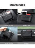 2 Pcs Car Seat Side Pocket Organizer, PU Leather Mini Storage Bag for Auto Door Window Console, Pen Phone Holder Tray Pouch Vehicle Seat Gap Filler for Organize Document, Registration, Notepad (Black)