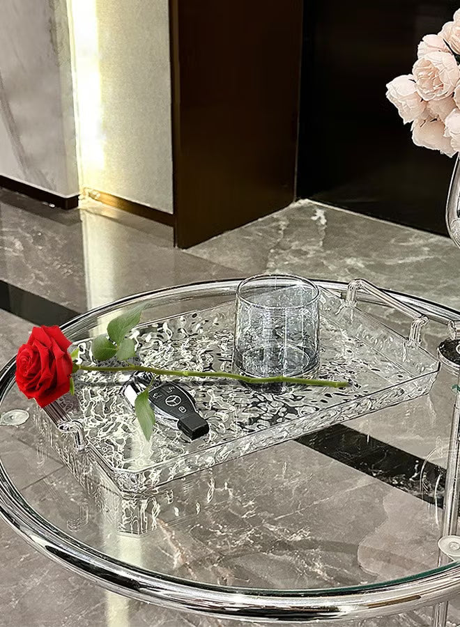 2 PCS Serving Tray, With Silver Polished Metal Handles, Serving Plate