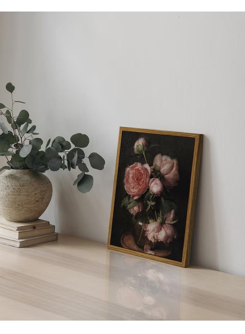 Framed Wall Art Decor, 8x10in Small Canvas Wall Art, Vintage Flower Wall