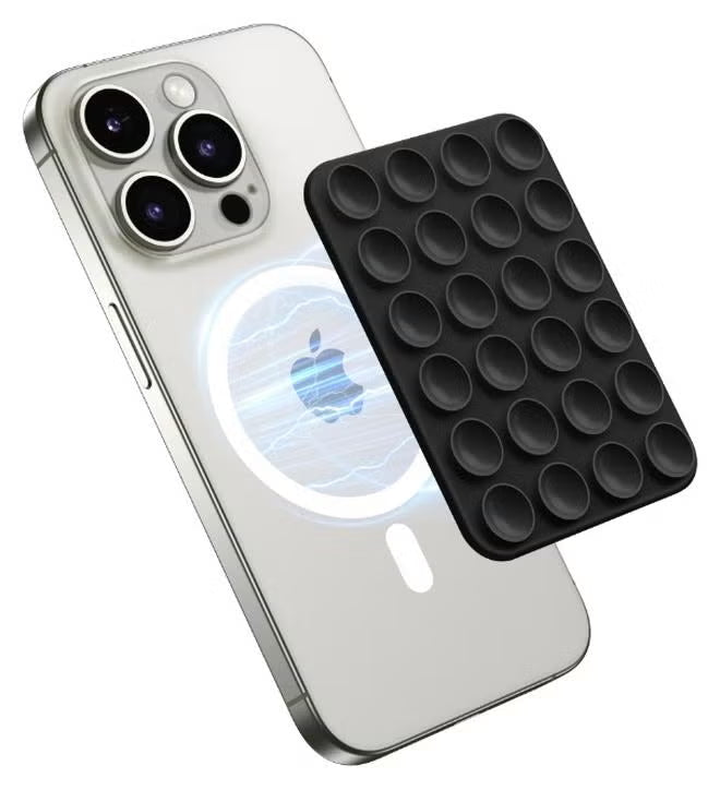 Magnetic Suction Cup Phone Mount for MagSafe Case, Removable Silicone Sticky Grip for iPhone 12/13/14/15/16,