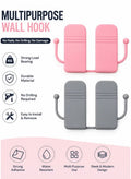 Multipurpose Wall Mounted Mobile Phone Holder with Side Hooks, Self-Adhesive, Punch-Free