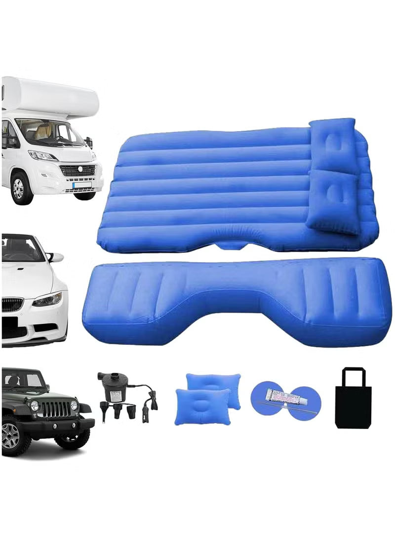 Multi Purpose Inflatable Car Air Bed Mattress for SUV MPV and Car Portable Travel Sleeping Bed with Pump Durable & Comfortable for Camping Road Trips and Outdoor Adventures Blue