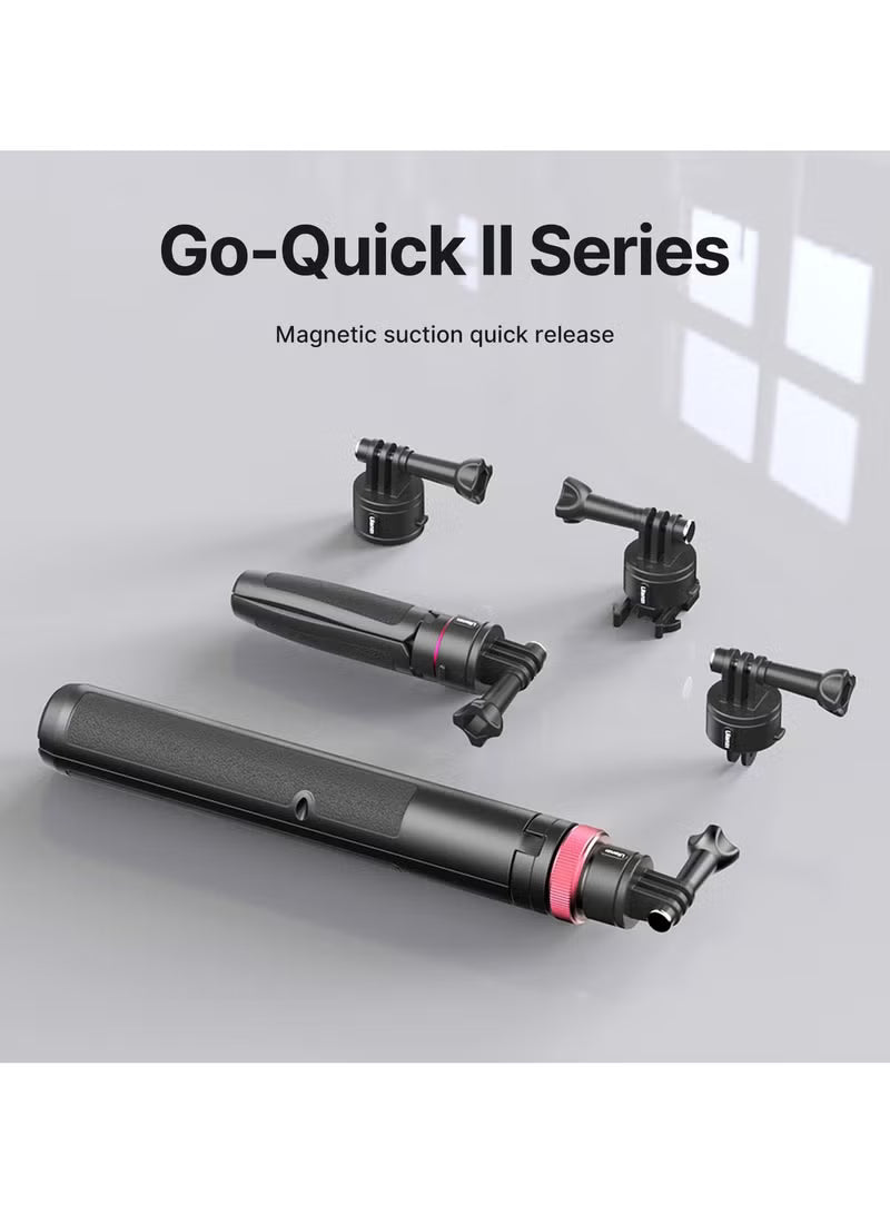 57in Selfie Stick Tripod for Action Cameras - ULANZI Go Quick II Extendable Tripod Stand Magnetic Suction Quick Release Vlog Accessories Handle for Action Cameras