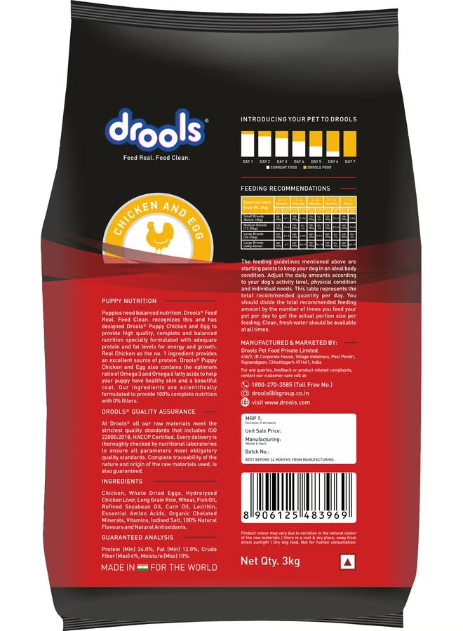 Puppy Dry Dog Food Chicken & Egg