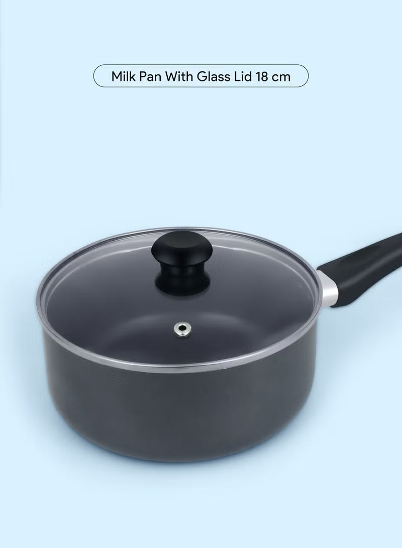 8 Pcs Nonstick Cookware Set with 10X Tougher Coating, Quick Heat Distribution