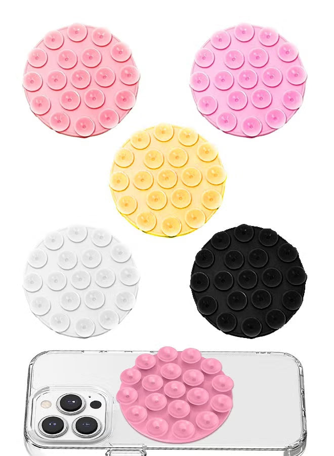 5PCS Silicone Suction Cup Phone Holders, Adhesive Suction Cup Phone Adhesive Mount Phone Suction Mount for Mobile Phones 5 Colors
