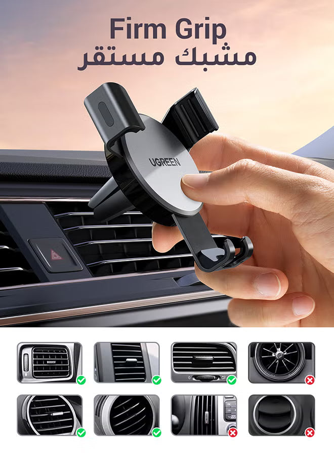 Car Phone Holder, Mobile Holder For the Car Air Vent Phone Stand Car Auto Lock Gravity Mobile Phone Mount Ac Vent Car Mount Compatible With iPhone 16/15/14 Series, Galaxy S24/S23 Z Flip 5 4, Xiaomi Grey