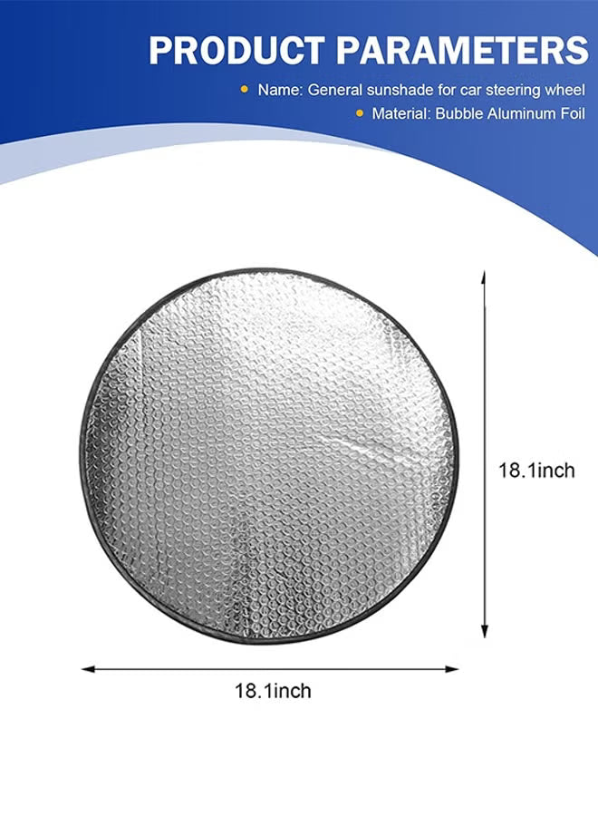 Steering Wheel Sun Shade Cover, Vehicle Steering Wheel Sunblock Cover, Universal Reflective Steering Wheel Shield, Steering Wheel Sun Heat Shield for SUV Truck Van (Silver)