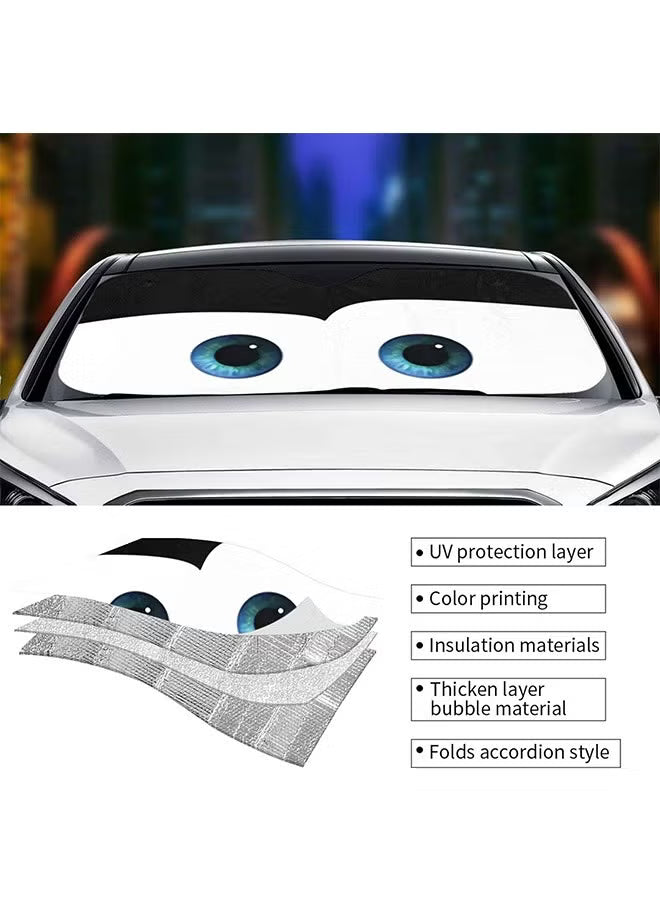 Car Sunshade Funny Cartoon Eye Front Window Cover Car Windshield Sun Shade Blocks for SUV Auto Interior Accessories Protection Keep Your Vehicle Cool Black