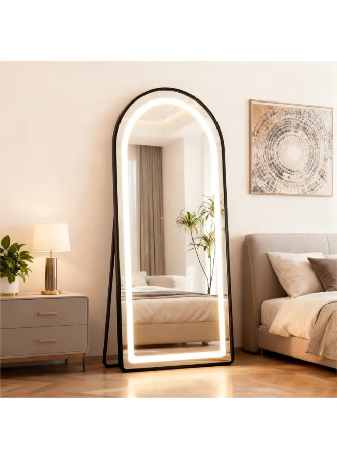 Full Length 170 L x 70 W CM LED Light Arched Shape Mirror With Stand