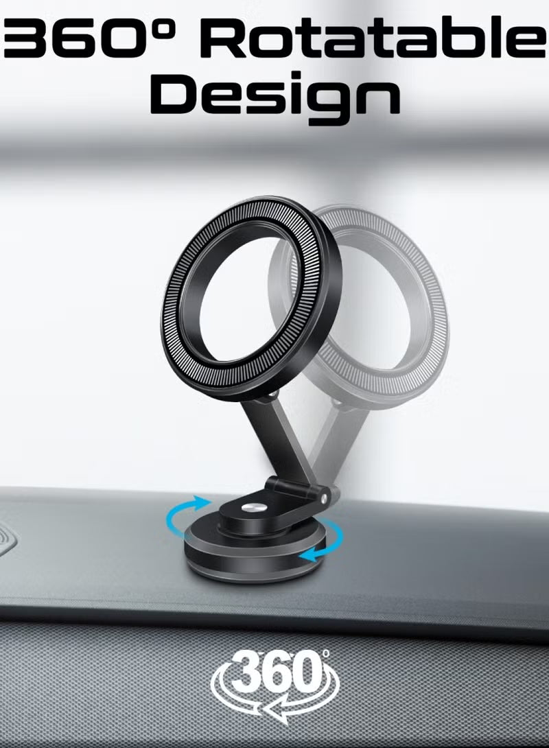 MagSafe Car Phone Holder, Compact 360° Rotatable Dashboard Car Phone Stand With Anti-Slip Grip, Magnetic, Cradleless Design, Foldable Arm And N52 Magnet For iPhone 17/17 Pro Max
