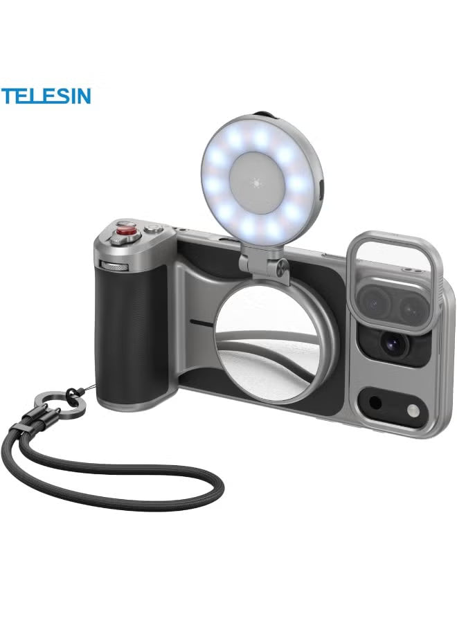 Master Grip Kit for iPhone 17 Pro Max, Magnetic Phone Camera Grip with C03 Selfie Light+ UV Filters, Creator Kit Built 3200mAh Battery Wireless Charging Powergrip - Cooling Graphene Case