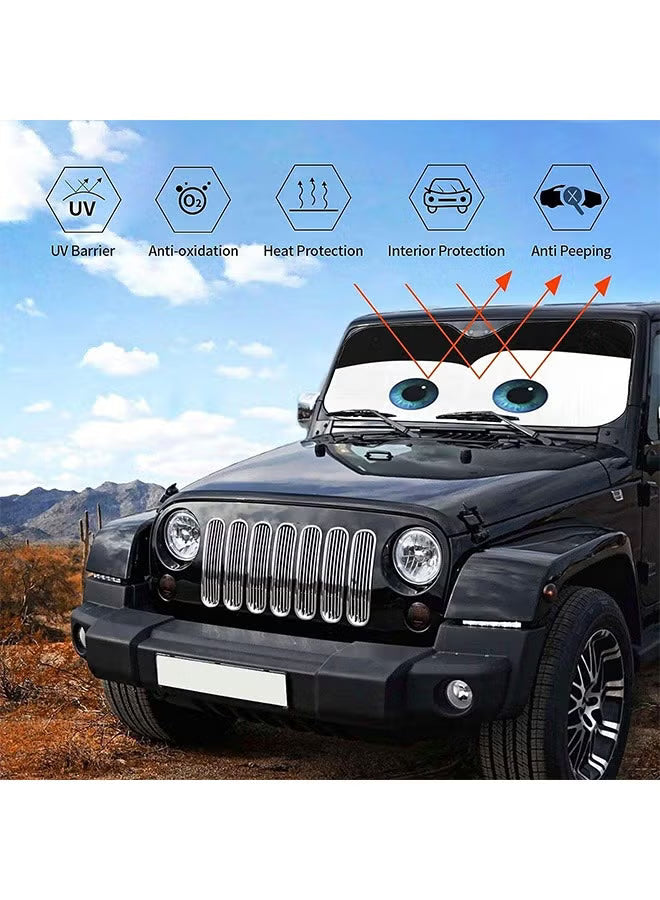 Car Sunshade Funny Cartoon Eye Front Window Cover Car Windshield Sun Shade Blocks for SUV Auto Interior Accessories Protection Keep Your Vehicle Cool Black