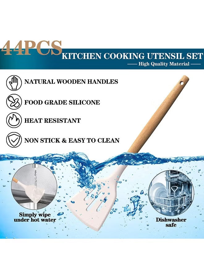 Kitchen Silicone 44 PCS Cooking Utensils Set, Kitchen Food-grade Non-Stick