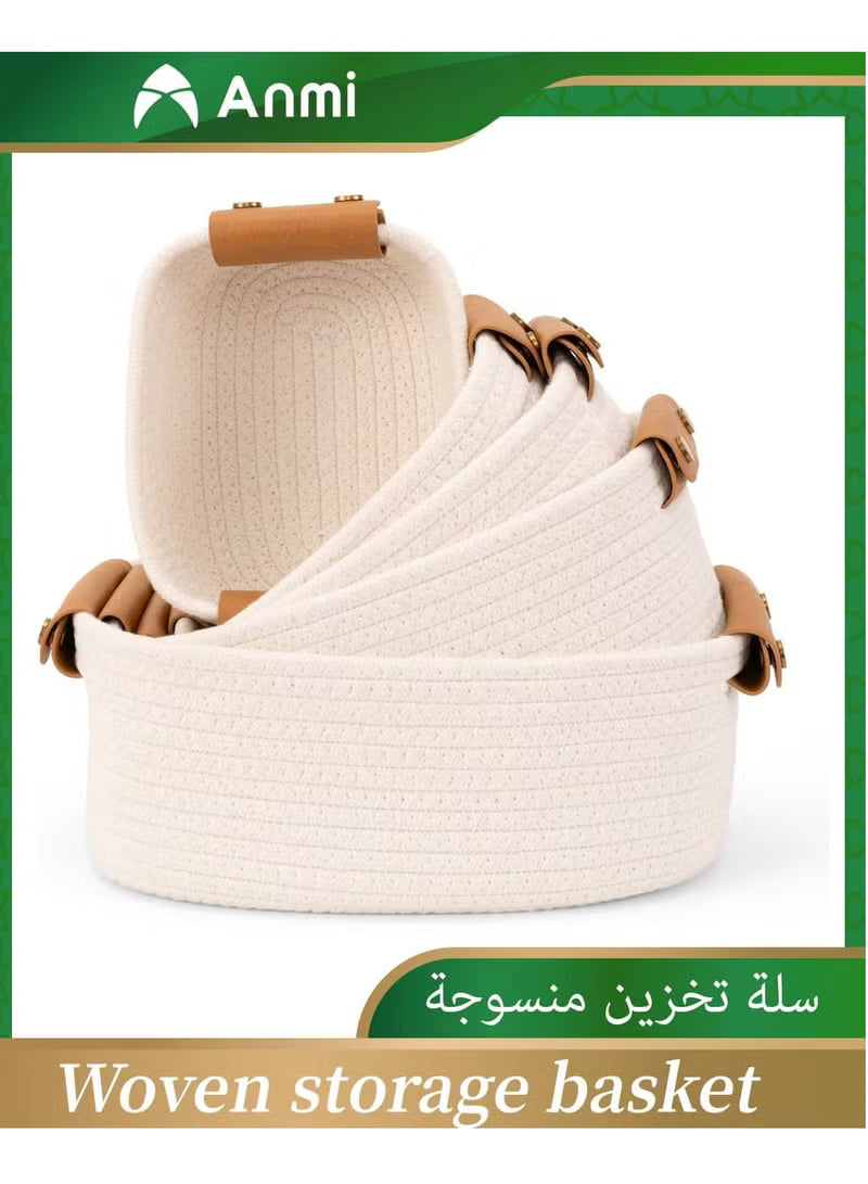 Luxury 5-Pack Cotton Rope Storage Baskets