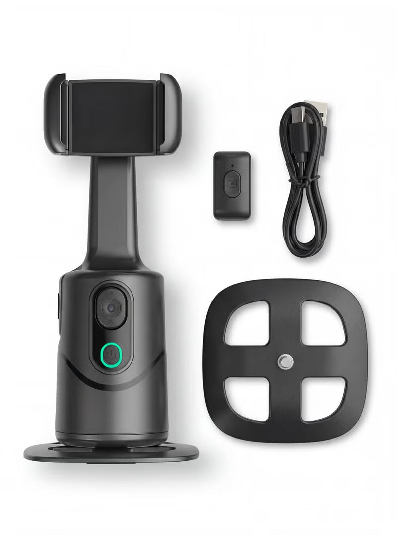 AI Face Tracking Phone Holder, Smart Selfie Gimbal, 360° Auto-Rotation Smart Gimbal with Gesture Control, No App Needed, Tripod Mount for TikTok, YouTube, Vlogs