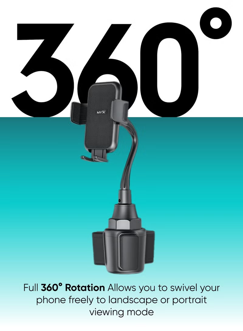 CupSpin Car Cup Phone Holder | Universal 360° Adjustable Mount for 4-7" Phones
