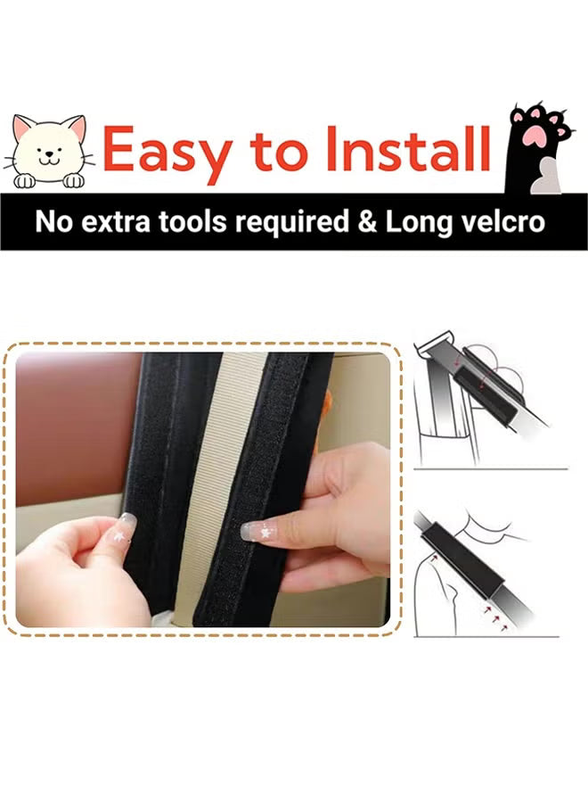 2 PCS Seat Belt Cover Pad, Cute Kawaii Animal Cat Seatbelt Covers for Kids, Soft Seatbelt Cushion, Car Seat Strap Pads (Black)