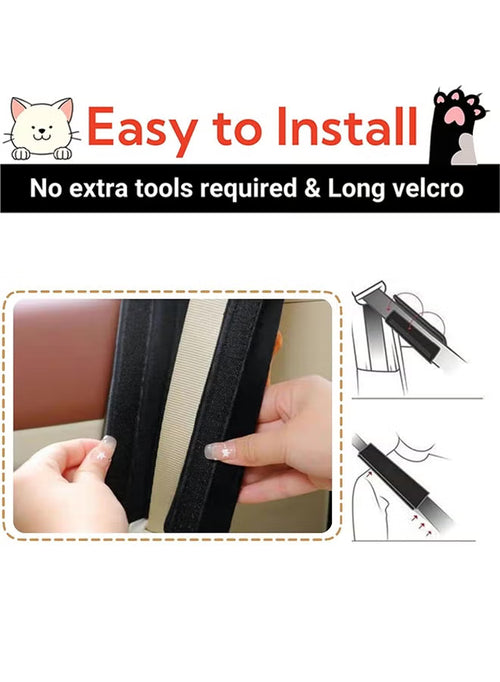 2 PCS Seat Belt Cover Pad, Cute Kawaii Animal Cat Seatbelt Covers for Kids, Soft Seatbelt Cushion, Car Seat Strap Pads (Black)