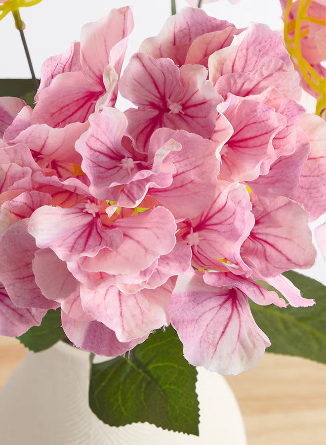 Hydrangea 1pc Flower Bunch with 5 buds – Light Pink | 43cm Artificial Flower Bunch