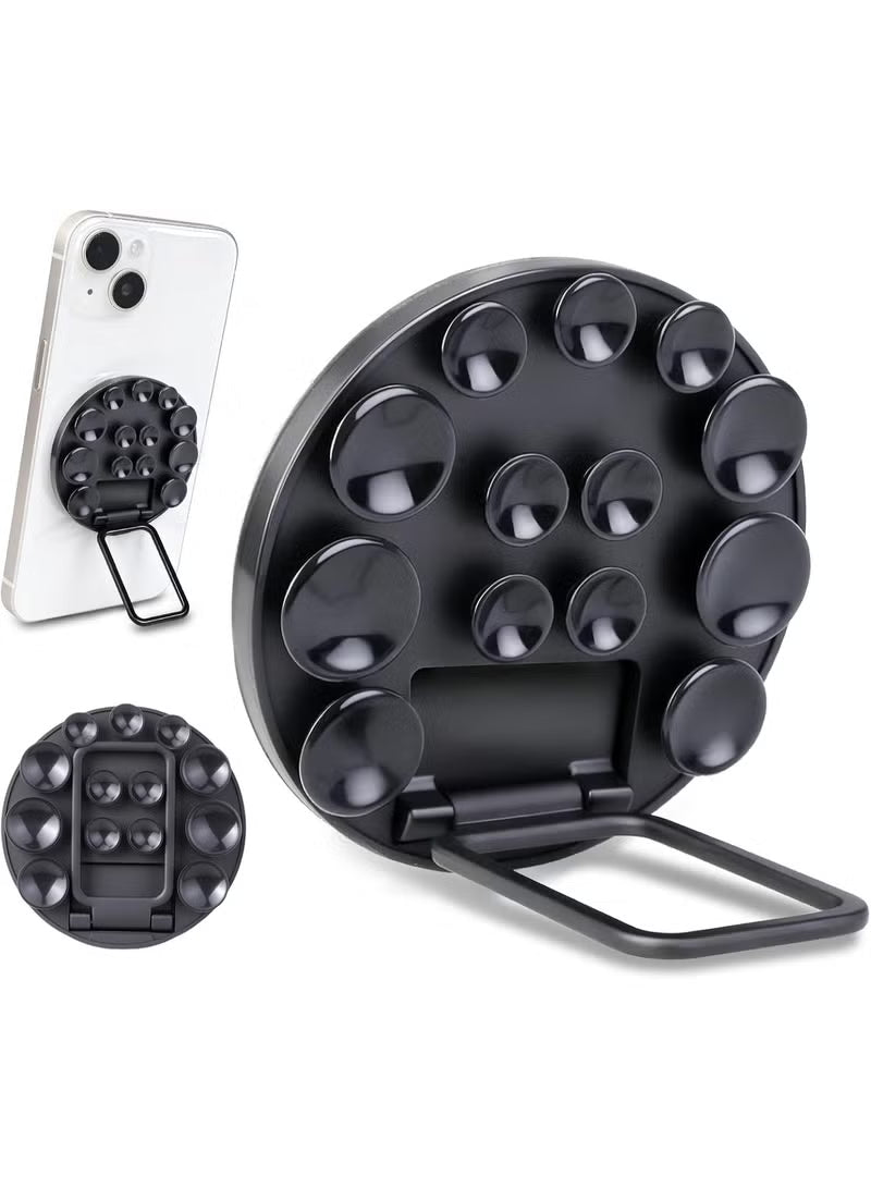 Suction Cup Phone Mount, Silicone Strong Suction Adhesive Phone Grip, Adjustable Angle Phone Holder and Hands