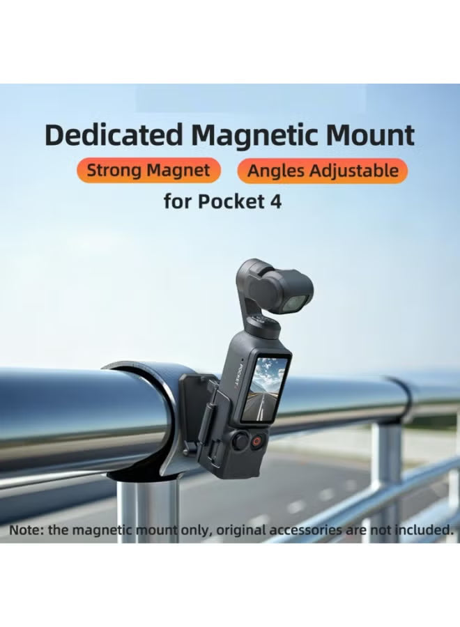 Magnetic Mount Stand for Pocket 4, Quick-Release Clip Base Bracket Stand, 180° Adjustable, DJI Osmo Pocket 4 Accessory