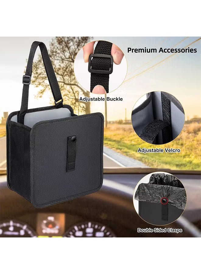Foldable Hanging Car Trash Can - Large Capacity Waterproof Garbage Bag, Leakproof Storage Organizer for Camping, Interior Accessories (Black)