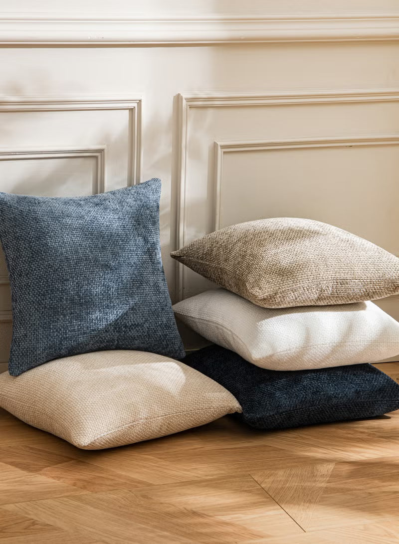 Blue Chenille Cushion Cover Throw Pillow